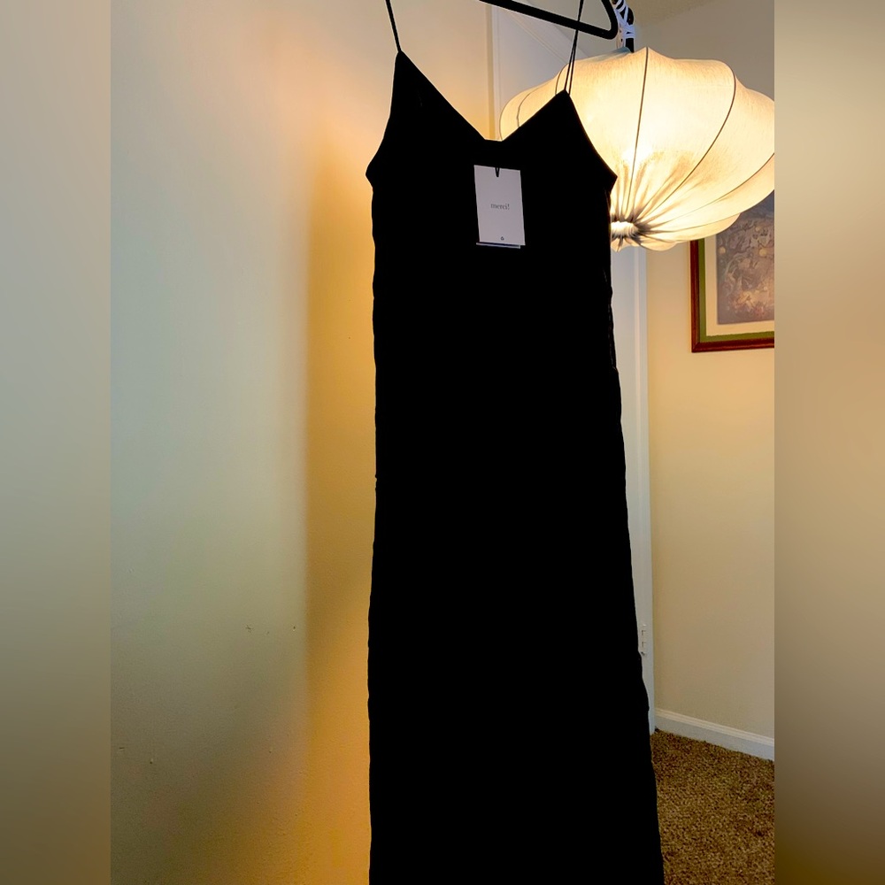La Ligne Black Spaghetti Strap Maxi Dress